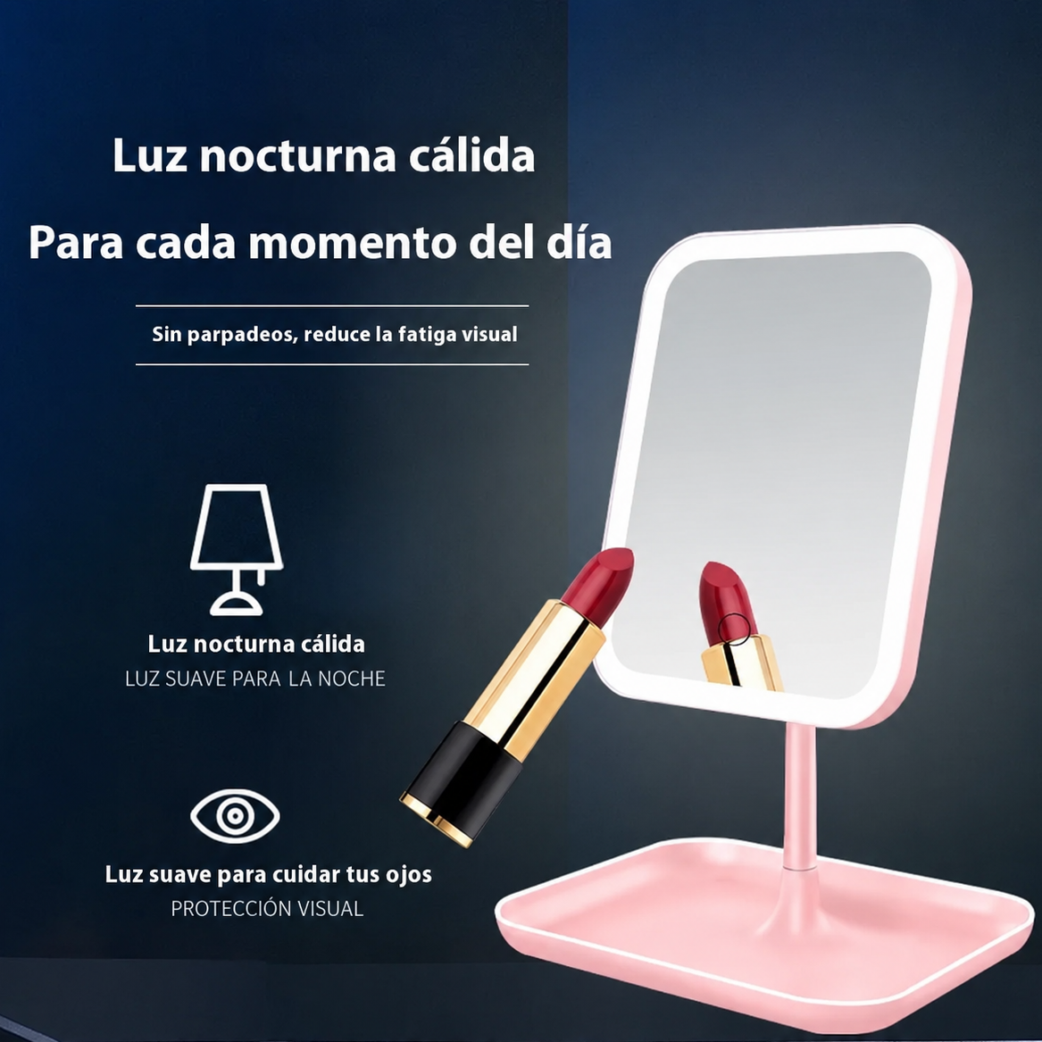 Consigue la iluminación adecuada para maquillarte o realizar tu rutina de cuidado personal con este práctico espejo.