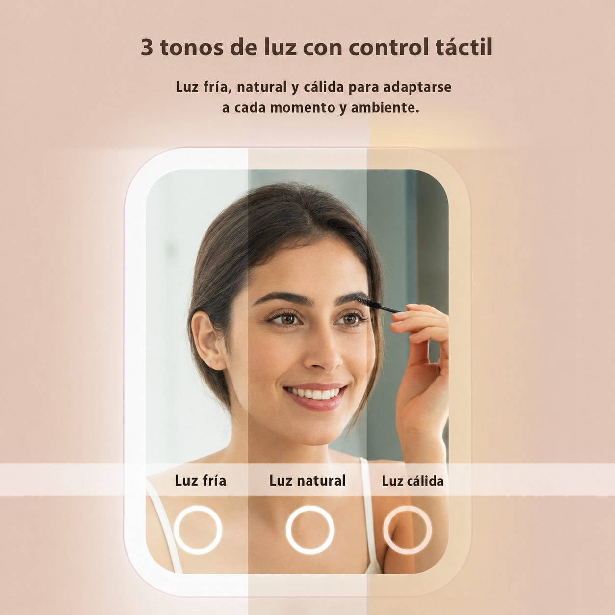 Consigue la iluminación adecuada para maquillarte o realizar tu rutina de cuidado personal con este práctico espejo.