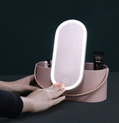 ORGANIZADOR DE MAQUILLAJE PORTÁTIL CON ESPEJO LED